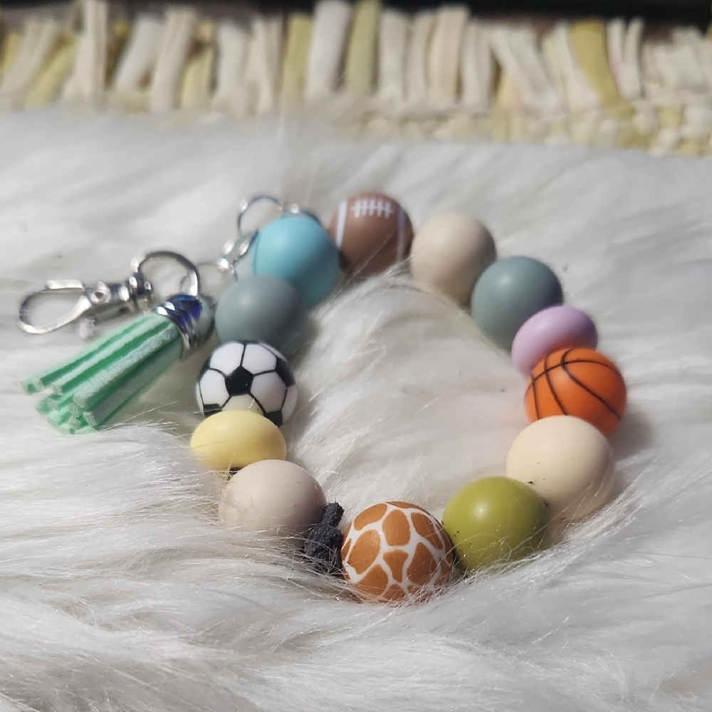 Handcrafted keychain  Braceletmade with silicone beads and  Tassel